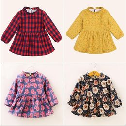 Baby Clothes Girls Plaid Dresses Fleece A Line Dress Kids Winter Casual Shirt Dresses Toddle Boutique Long Sleeve Dresses Clothing B6937