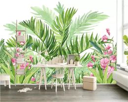 Beibehang Custom wallpaper 3d mural modern minimalist fresh rainforest plant banana leaf garden mural sofa background wall paper