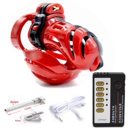 3D Design Male Chastity Device Electro Sex Cock Cage, Penis Ring With Scrotum Penis Plug Lock Cage, Electric Shock Sex Toys