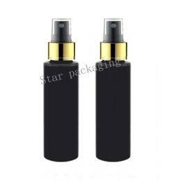 Hot 50pcs/lot 100ml Cosmetic Perfume Plastic Gold Spray Black Bottle Refillable Makeup Women Water Sprayer Containers black