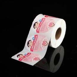 Custom roll oval vinyl adhesive sticker label cosmetics waterproof package plastic labels Colour printing logo stickers