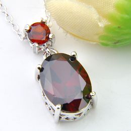 Luckyshine up-to-date 12 Piece Unique Oval Topaz Gems 925 silver plated Necklace For Lady Holiday Gift Necklace Pendant 7 Colour