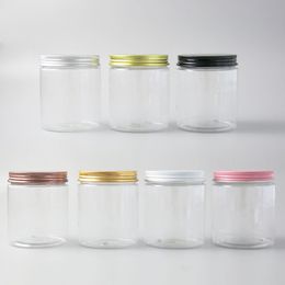 24 x 250g Empty Clear Cosmetic Cream Containers Cream Jars 250cc 250ml for Cosmetics Packaging Plastic Bottles With Metal Lids