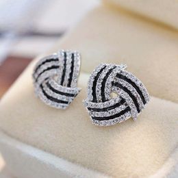 S1223 Fashion Jewellery S925 Silver Post Earrings Black Triangle Crystal Rhinestone Stud Earrings