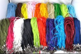 100pcs/lot 18" DIY Jewelry Making Organza Ribbon Necklace Strap Cords Colorful Voile String Lobster Clasp Cord Chain