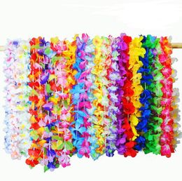 Fashion Hot Party Supplies Silk Hawaiian Flower Lei Garland Hawaii Wreath Cheerleading Products Hawaii Necklace 36 Colours SN2556