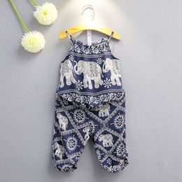 Children Elephant print outfits girls Sling top+pants 2pcs/set 2020 summer Baby suit Boutique kids Clothing Sets 2 Colours C3892