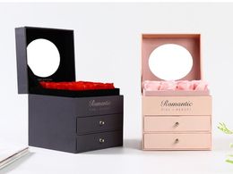 Dual Layers Drawer 16 Rose Soap Flower Gift Box Necklace Jewellery Box Girlfriend Valentine's Day Birthday Gift Package