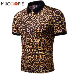 2019 Summer Mens Shirt Brands Night Club Leopard Printed Turn Down Collar Short Sleeve Male Homme Tees Tops M-XXXL
