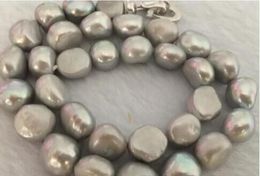 gorgeous 10-11mm south sea baroque grey pearl necklace 18inch