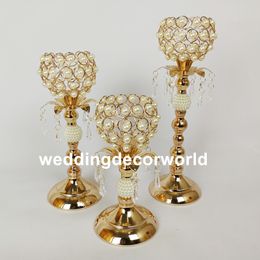 New styleGold Flower Vases Candle Holders Stand Wedding Decor Road Lead Table Centerpiece Rack Pillar Party Candlestick Candelabra decor0826