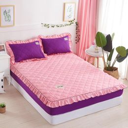 1pc Bed Sheet with Elastic Princess Mattress Cover Korean Style Solid Bed Cover Full Queen King Size Bedding Set Free Shipping