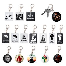 Newest I Can't Breathe Keychain Car Key Ring Black Lives Matter Letter Printed Acrylic Pendant Key Chain Metal Key Ring Party Favor