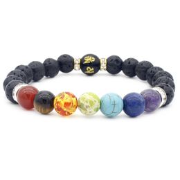 -Fabbrica Bracciale vendita diretta Lava Stone Beads Bracciali gioielli sei parola buddista tutti i generi di braccialetti di benedizione