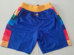 New Team Vintage Basketball Shorts Zipper Pocket Running Clothes Blue Colour Just Done Size S-XXL Mix Order All Jerseys