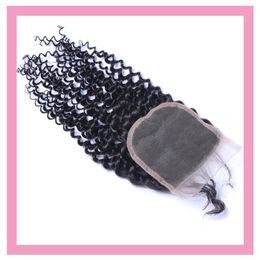 Peruvian Virgin Hair Kinky Curly 4X4 Lace Closure Middle Part Free Part 4 By 4 Closures Natural Colour Kinky Curly