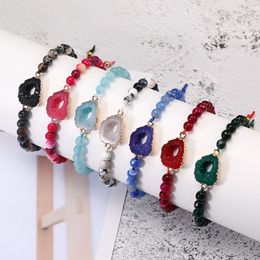 6mm Braided Rope Natural Stone Strands Beaded Resin Charm Bracelets For Women Men Fashion Party Jewelry