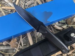 High Quality Butterfly 140BK Survival Tactical Straight Knife 154CM Drop Point Black Blade Full Tang Aluminium Handle Leather Sheath