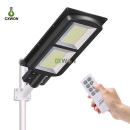 LED Rader Sensor Lamp 4working mode Solar Street Light Timer 30W 60W 90W 120W 150W Outdoor Garden Lighting with Remote and Pole