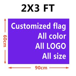 Custom 2x3 ft Flag Banner 60x90 cm Sports Party Club Gift Digital Printed Indoor Outdoor Polyester Advertising Hanging Flags and Banners!