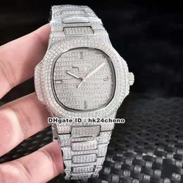 6 Style Best Nautilus Full Diamonds Cal.324 S C Autoamtic Mens Watch 5719 Dense Diamond Dial Diamond Steel Bracelet Gents Watches