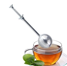 Tea Strainer Ball Push Tea Infuser Loose Leaf Herbal Teaspoon Strainer Filter Diffuser Home Kitchen Bar Drinkware Tool Stainless Steel SN225