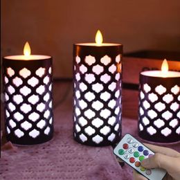 Dancing Flame Pillar LED Wax Candle with RGB Remote Electric Candle Night Light for Kids Living Room Home Decoration