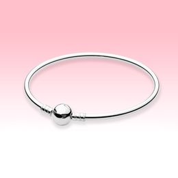 Real 925 Sterling Silver Ball Clasp Bangle Bracelet with Original box for Pandora DIY charms Bracelet for Women mens bangles