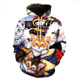 Mens Designer Hoodies for Women Men Couples Sweatshirt Lovers 3d Cute Cats Hoodies Coats Hooded Pullovers Tees Clothing M0247