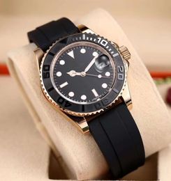 Fashion women mens waterproof watch 40mm Ceramic bezel Rubber Strap Automatic Mechanical Watches Stainless Steel diving Wristwatch best gift