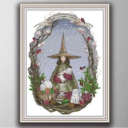 Winter of magic world Handmade Cross Stitch Craft Tools Embroidery Needlework sets counted print on canvas DMC 14CT /11CT