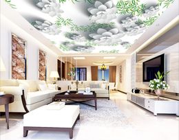 Custom Painting Flower 3D zenith mural Ceiling Wall Mural Modern Designs 3D Living Room Bedroom Ceiling Wallpaper Papel De Parede