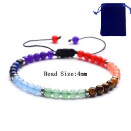 Rainbow Bracelet 4mm Natural Stone Beaded Men and Women Birthday Valentine's Day Easter Gifts Daily Wear Bracelet
