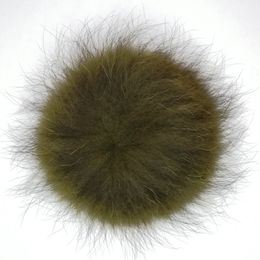 Factory wholesale real fur pompom raccoon pompoms ball accessories with snap button detachable for beanie hat