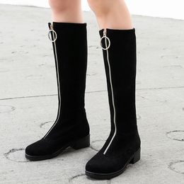 Hot Sale- Fashion Zip Up knee-high Boots Woman Shoes Wholesale Winter Shoes Woman Equestrian Boots