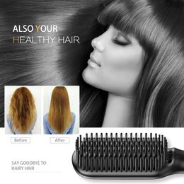 Hair Brush Fast Hair Straightener Comb Electric Brush Comb Irons Auto Straight Hair Comb Brush Tool Ionic Electric With LED Temp display