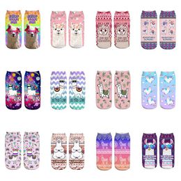 Pink Glasses Llama New Hot Girl Funny Meias Low Cut Ankle Sock Women Hosiery Printing Socks Calcetines Christmas Gift Socks