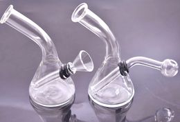 Mini Dab Rig bong 4 Inch Heady Glass Beaker Water Pipe Small Recycler Bong Pyrex Water Bongs with glass oil burner pipe and bowl 2pcs