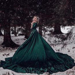 Saudi Arabia Evening Dress Muslim Dark Green knee length Velvet Plus Size Gown Evening Dresses Arabic Long Train Formal Party Dress