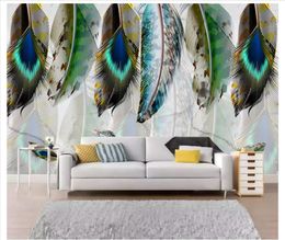 3D wallpapers custom photo mural wall paper High-end atmosphere still colorful hand drawn feather texture art background wall paper for wall