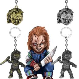 Childs Play Keychain Classic Horror Movie Keychains 3D Chucky Cosplay Metal Pendant Keyring Charm Jewelry Christmas Gift For Men