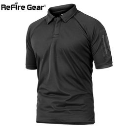 mens tactical polo shirts Canada - Mens Refire Gear Military Tactical Polo Shirt Fashion Trend Summer Camouflage Polos Designer Men Breathable Quick Drying Arm Pocket Shirts