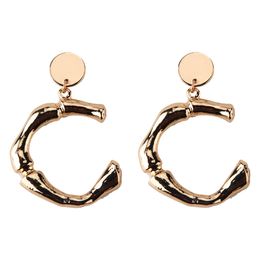 popular fashion unique special designer exaggerated geometry metal goden letter drop pendant stud earrings for women girls