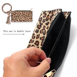 Bracelets Key Ring Bangle Keychian Leopard Bracelet Keychain Hang Wallet Key Ring Bracelet For Women Girls Coin Purse