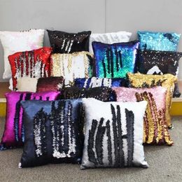 blank Sequin Mermaid Pillow case Satin Pillowslip Double Colour for Home Sofa Sequins Cushion Decorative Pillow Cover Hot Sale 000