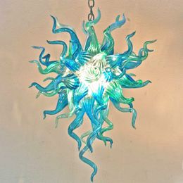 colored ceiling lights UK - Lamps European ceiling light blue and teal Colored Hand Blown Glass chandelier lighting living room furniture Art Deco chain pendant lights