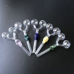 Unique Skull Glass Pipe Double Tube Oil Burner Pipes Smoking Oil Rig Tobacco Pyrex Glass Pipes Small Mini 6 Inch Colourful Hand Pipe