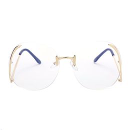 Wholesale- Big Rimless Gradient Classic Sunglasses For Women Luxury Metal Frame Vintage Unique Oversized Sun Glasses UV400 oculos