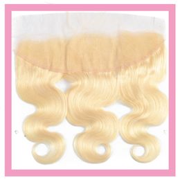 Brazilian Virgin Hair 13X4 Lace Frontal 9A Body Wave 613 Color Blonde 13 By 4 With Baby Hair Closure