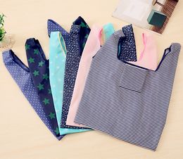 6 Styles Foldable Reusable Shopping Bags Eco Storage Grocery bags star stripe Dot printed Shopping Tote Handbag 55*35.5cm M1118